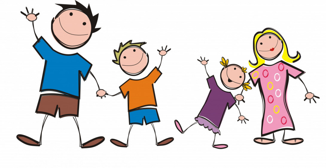 Comic-Familie die winkt